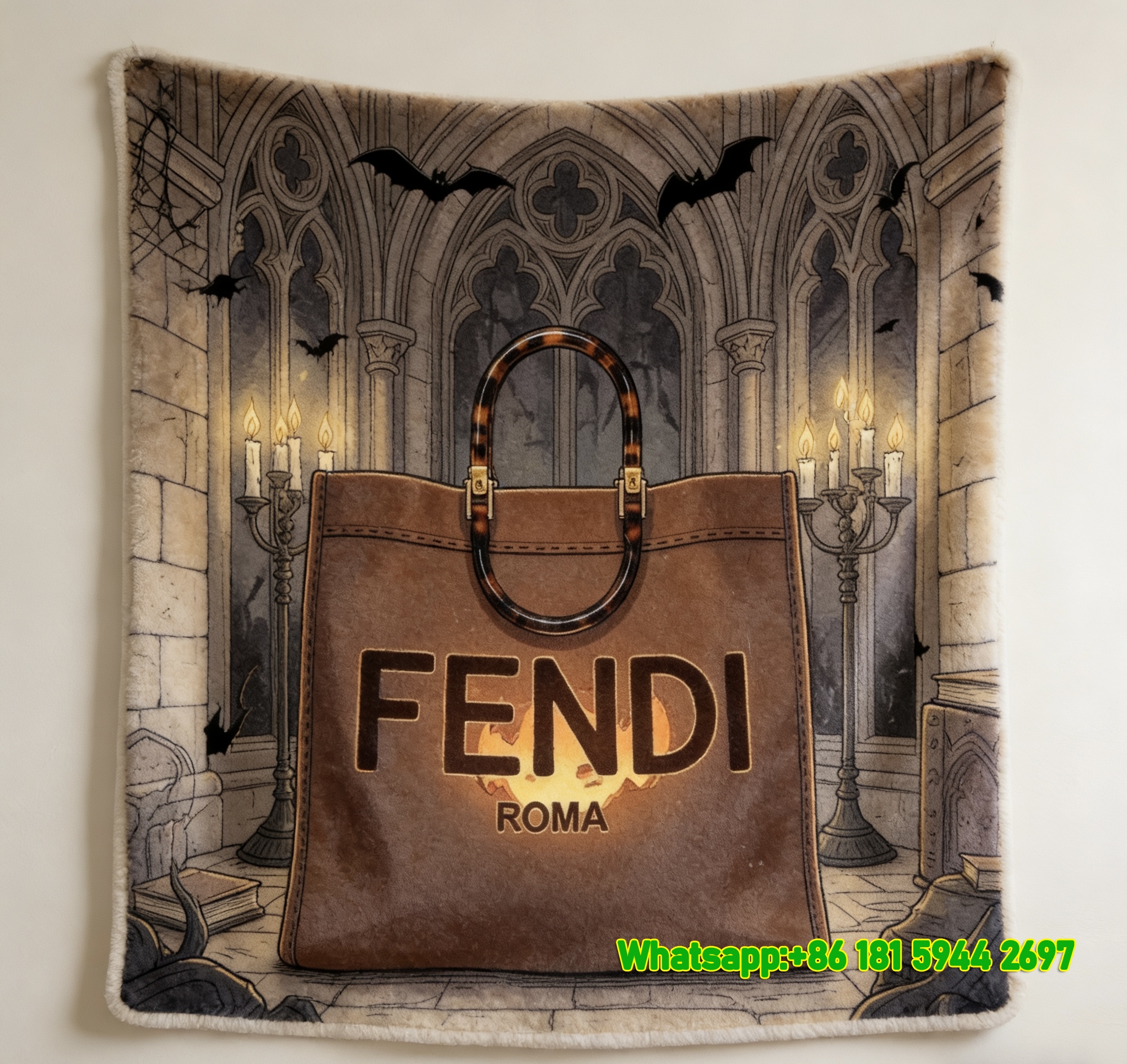 Fendi Roma Gothic Tote Bag Flannel Throw Blanket IMG_9596